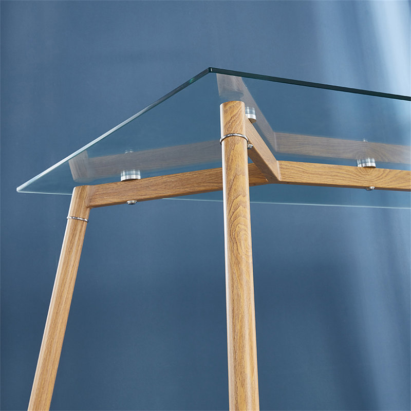 Leleifi Glass Top Four Leg Dining Set, 7