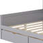 Lit de jour gris avec 3 armoires de rangement, 2 tiroirs, bureau d'étude polyvalent et espace multifonctionnel pour le rangement organisé en forme de L, cadre compact personnalisable