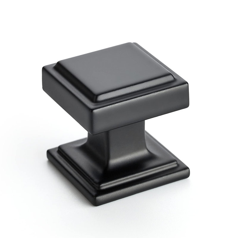 Boutons d'armoire de cuisine carrés noirs mats, monotrou, paquet de 30 de diamètre de 1 po, poignée solide en alliage de zinc, grande base, vis incluses, quincaillerie d'armoire pour les poignées et les boutons de la commode
