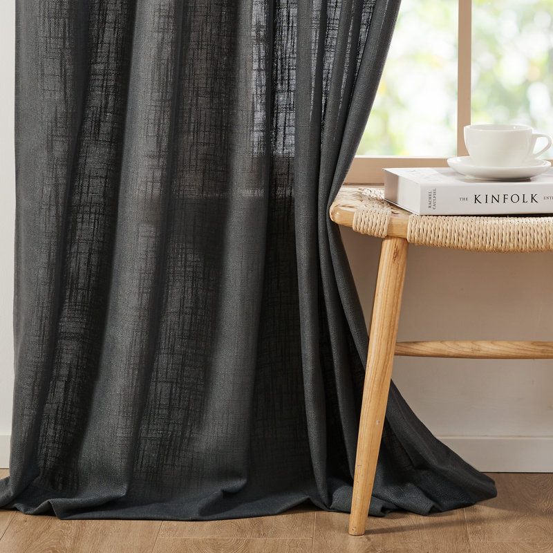 Semi Sheer Single Curtain Panel, Gray, 52" W x 84" L