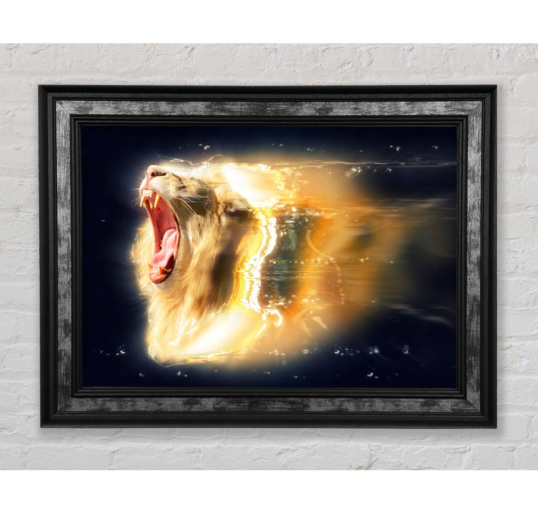 Lion Roaring Light - Einzelner Bilderrahmen Kunstdrucke