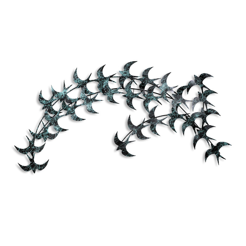 Accessoire mural décoratif en métal fait à la main, 29,5 po x 53,5 po | 100% métal, épaisseur: 0,06 pouce | Conception unique peinte à la main en bleu et en noir, parfaite pour la décoration intérieure moderne | Fixation murale facile, élégante et durable