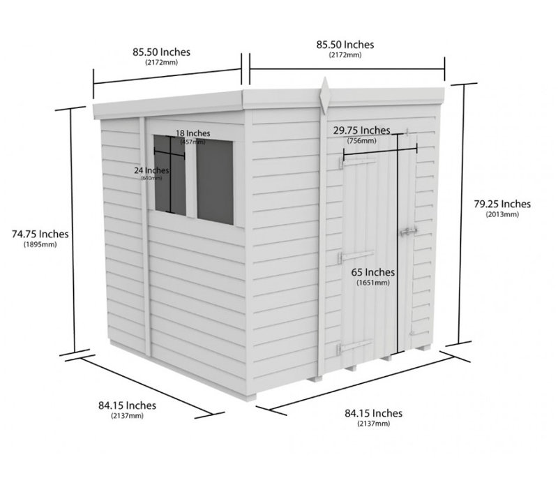7x7 Pent Composite Shed