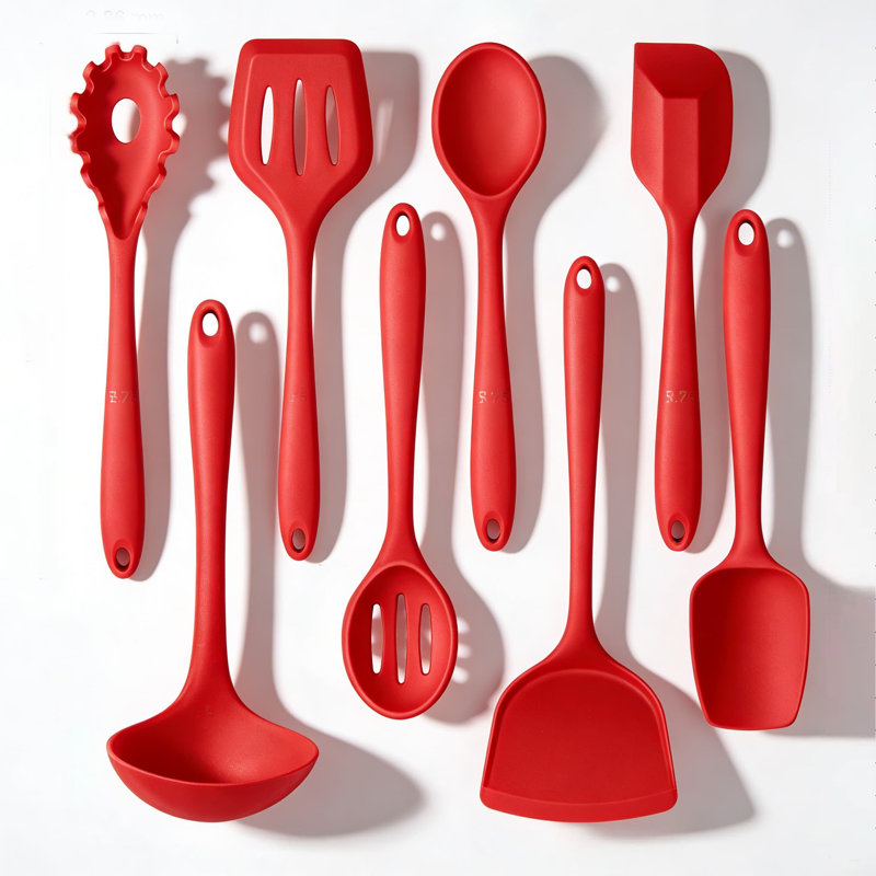 Ensemble d'ustensiles de cuisine en silicone 8 pièces, outils de cuisson résistants à la chaleur avec noyau en acier inoxydable pour batterie de cuisine antiadhésive, va au lave-vaisselle