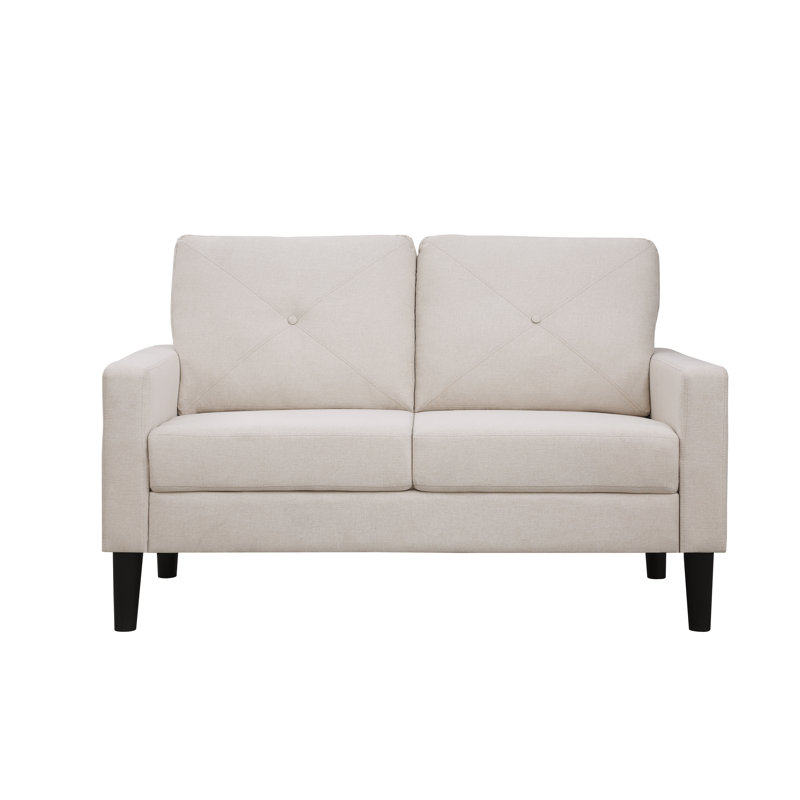 Causeuse à accoudoirs carrés 53,25 po Fernado, Mélange de lin beige