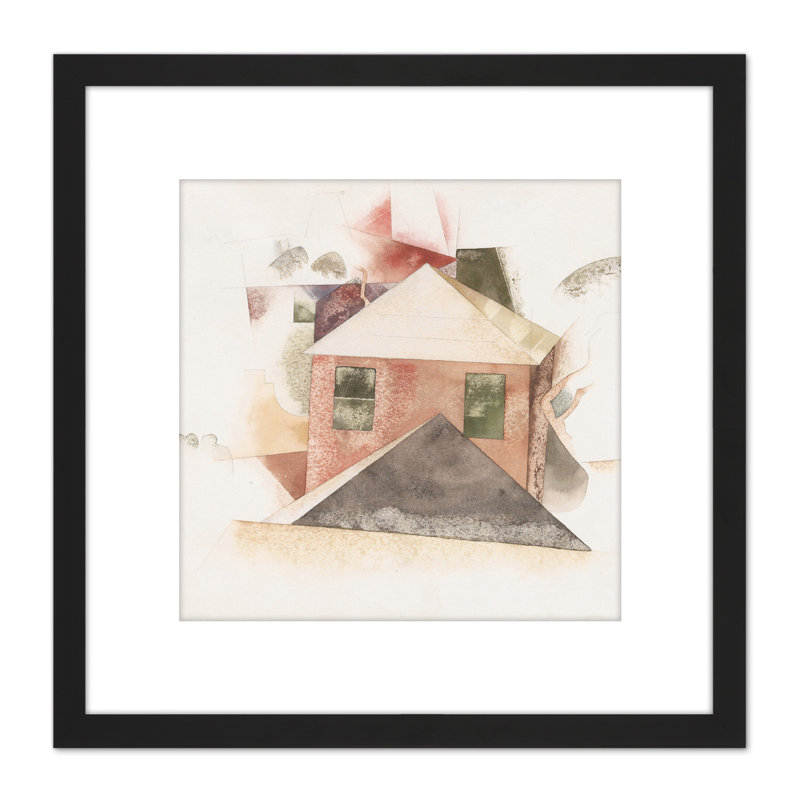 Houses With Red Drawing by Charles Demuth - Single Picture Frame Print