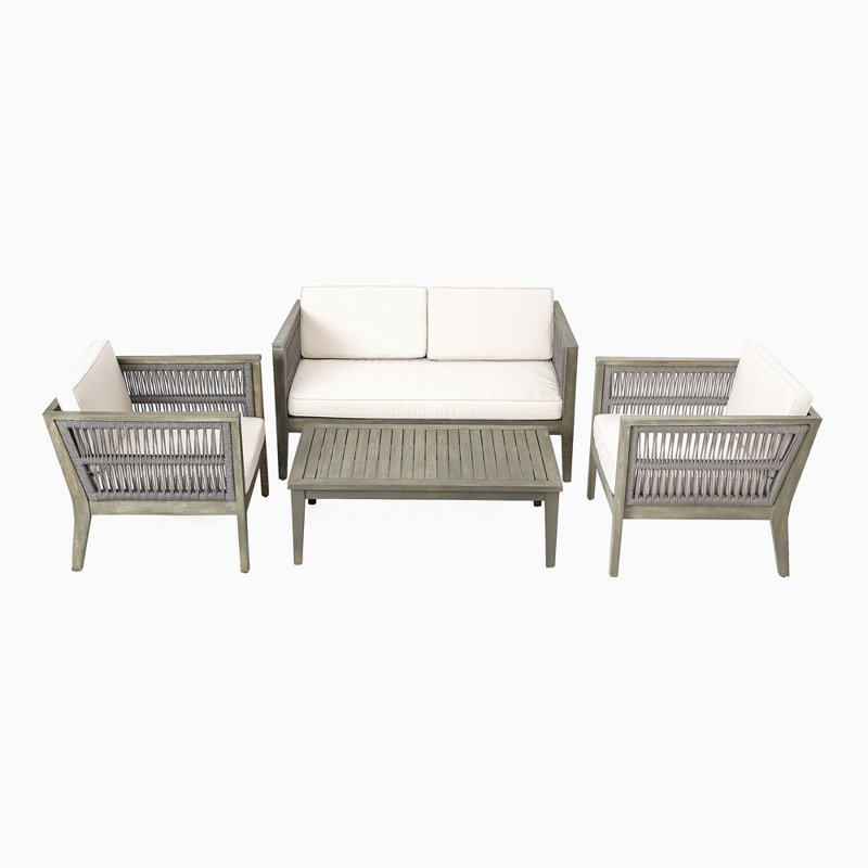 4-Pieces Acacia Wood Patio Furniture Set