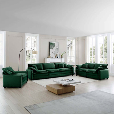 Canapé modulaire surdimensionné confortable 3 pièces, un canapé simple, un canapé 2 places et un canapé 3 places, canapé à assise profonde en velours côtelé