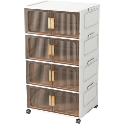 Stackable Collapsible Plastic Storage Bins with Lid