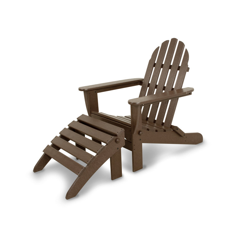 POLYWOOD Classics 2-Piece Folding Adirondack Set, Mahogany