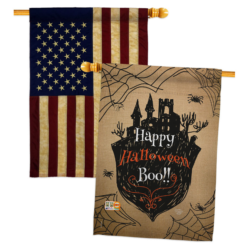 Double Sided 40'' H x 28'' W Polyester Halloween House Flag