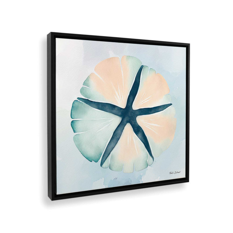 «High Tide Sand Dollar» par Nicole DeCamp, reproduction d'art, L 30 po x H 30 po, Noir, Toile avec cadre