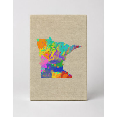 Minnesota State Map Watercolor — Portrait Canvas Wall Art
