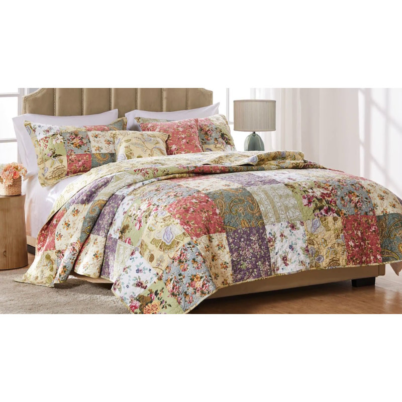 Purple Twin Cotton Reversible Quilt Set