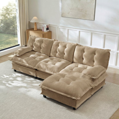 107" L Shaped Modern Sofa Modular Sectional Cloud Couch With Ottoman