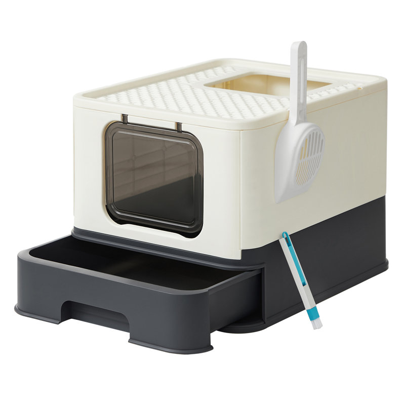 Polypropylene Litter Box with Scoop, White