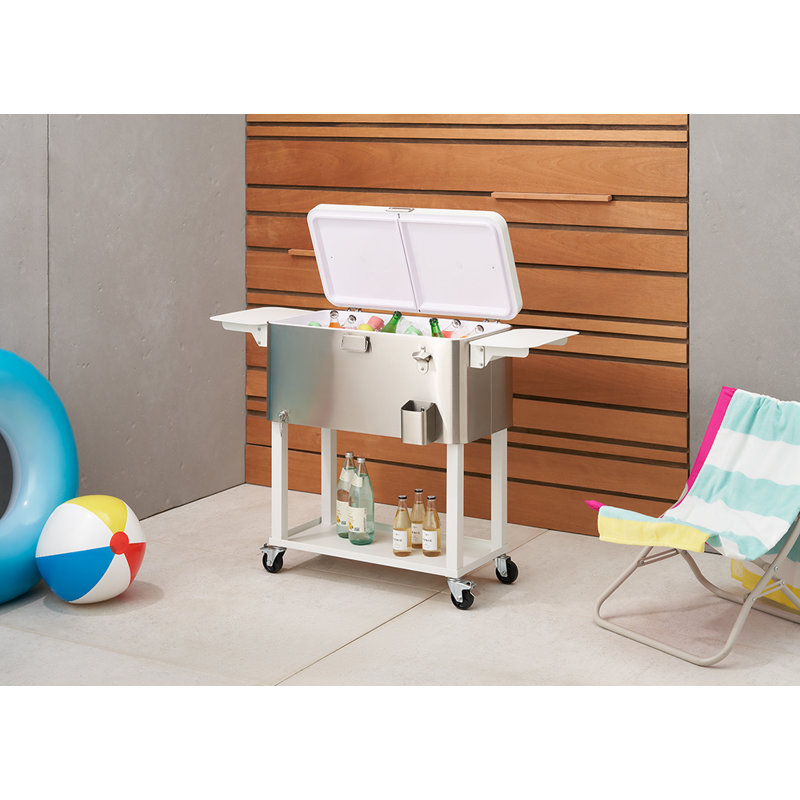 Glacière en acier inoxydable Trinity 80 pte avec tablettes latérales pliables et couvercle