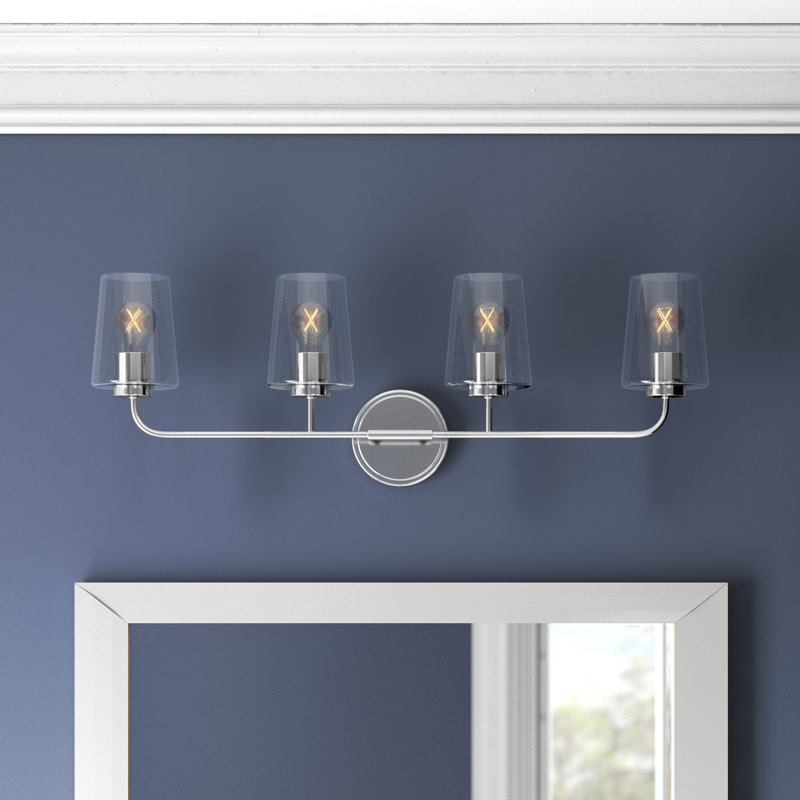 Verbena 4 Light Transparent Dimmable Vanity Light, Chrome