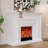 Beige Solid Wood Electric Fireplace-1075082750