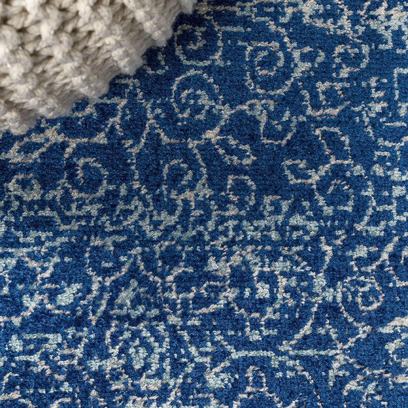 Neder Filigree Blue Rug, Rectangle 4' x 6'