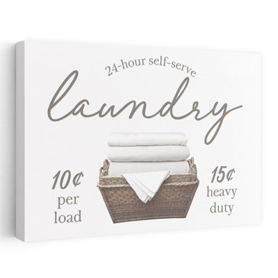 Self Serve Laundry - Modern Farmhouse 24Hour Laundry Clean Linens Laundry Basket Art