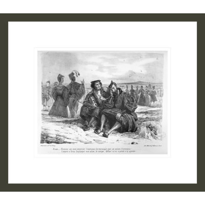 Faust et Wagner en conversation Illustration pour Faust par Goethe (photo noir et blanc de la Lithographie) par Eugène Delacroix
