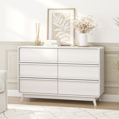6-drawer Dresser 49"w Double Dresser With Rounded Edges, Bedroom Dresser, Chest Of Drawers