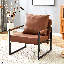 Chaise berçante classique en cuir de polyuréthane brun avec structure en métal - Fauteuil d'appoint ergonomique et moderne pour salon