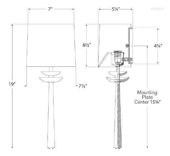 AERIN Beaumont Medium Tail Sconce, Aged Iron