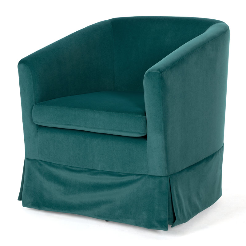 Breiona 27.36" Wide 360-Degree Swivel Chair, Green Velvet