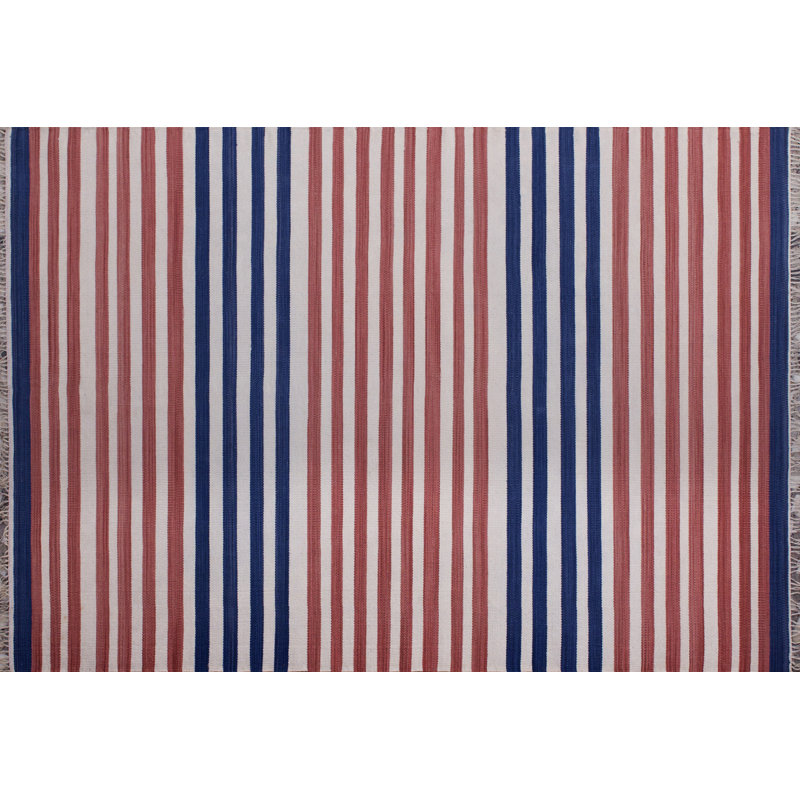 Striped Cotton Hand Woven Area Rug, Rectangle 250 x 300cm