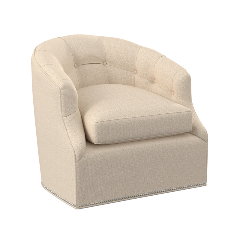 Chaise pivotante Calvert, 100 % polyester ivoire filigrane, Petit étain