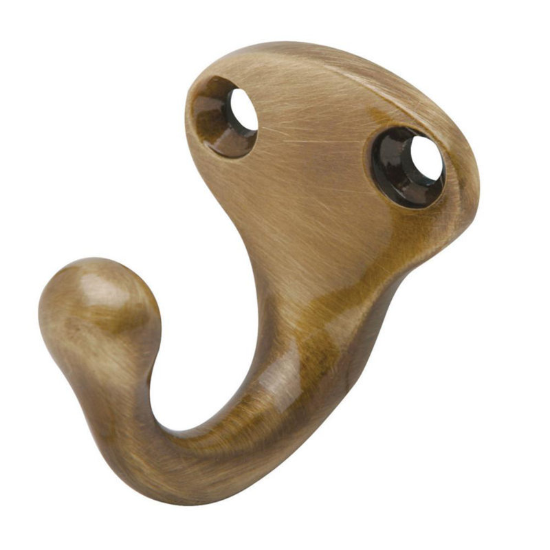 Small Wardrobe Wall Hook, Antique Brass