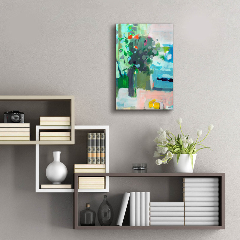 Art mural en verre épique «Window by the Sea» par Kathleen Robbins, 16 po x 24 po, H 24 po x l 16 po