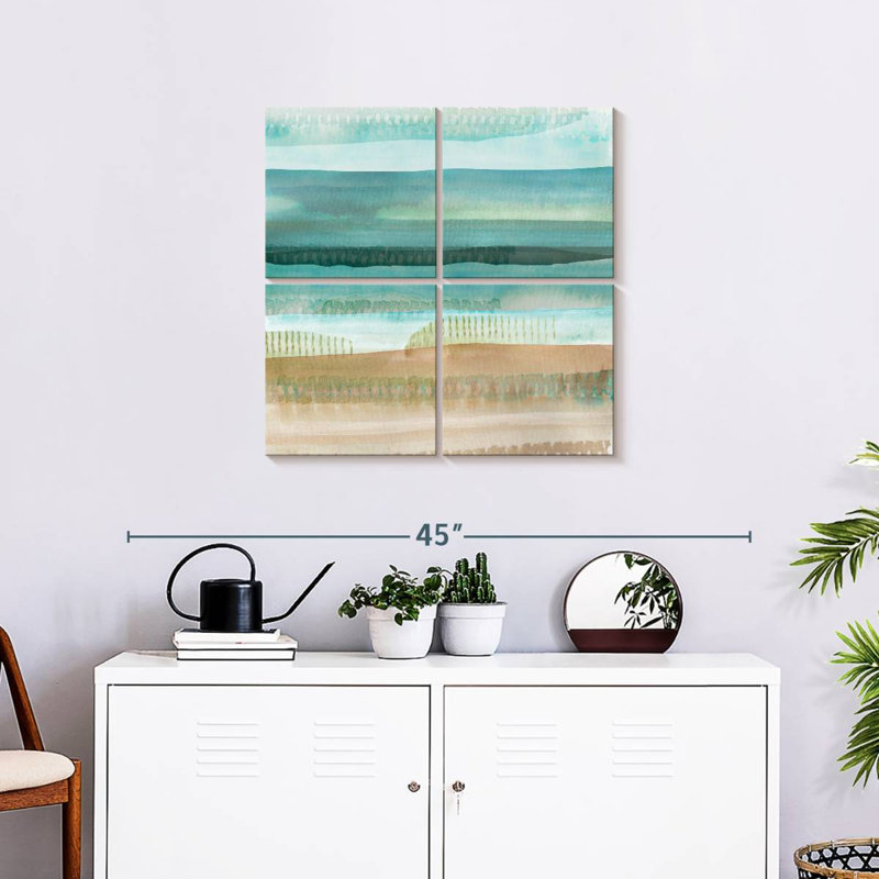 Paysage marin de jade, H 26 po x l 26 po