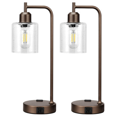 Industrial Touch Nightstand Lamps for Bedrooms Set of 2