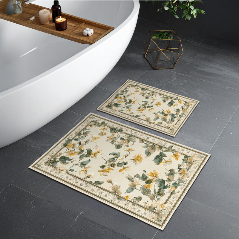 Ultra-Soft Bathmat Set (2 Pieces), Beige, 19.7 x 23.6 inches & 23.6 x 39.4 inches | 100% Polyester, 650 g/m², 0.2 in Pile Height | Non-Slip Dot Base, Machine Washable, Perfect for Bathroom Comfort & Safety