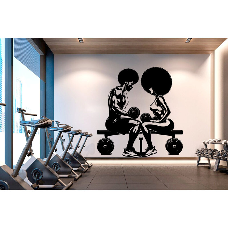Décalcomanie murale Couple Afro Gym, H 23 po x l 22 po