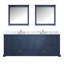 Meuble-lavabo double bleu marine l 84 po x P 22 po, comptoir en marbre de Carrare, ensemble de robinet et miroirs de 34 po-130990272