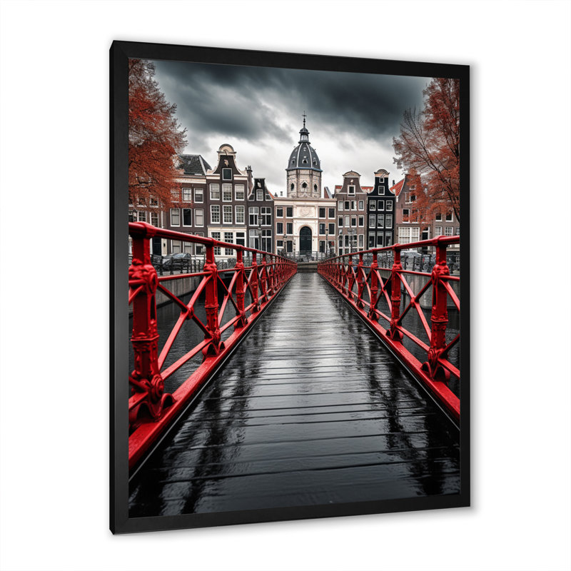 Amsterdam, paysage urbain magnifique I - impression, H 44 po x l 34 po x P 1,5 po, Cadre photo noir