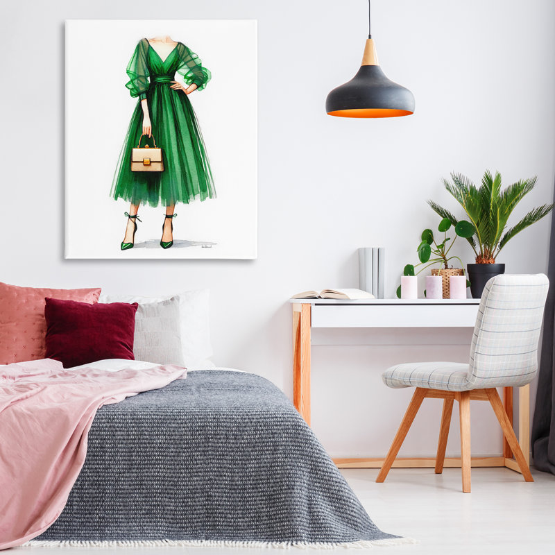 Art mural sur toile Glam Green Fashion par Amanda Greenwood, H 48 po x l 36 po