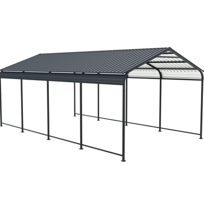 Galvanized Steel 12 X 21 Ft Carport, Vertical Stripe Roof To Reduce Snow Load, High - Strength And Stable Design Carport Ft, Reinforced Base For Stability, Suitable Cars, Trucks More,