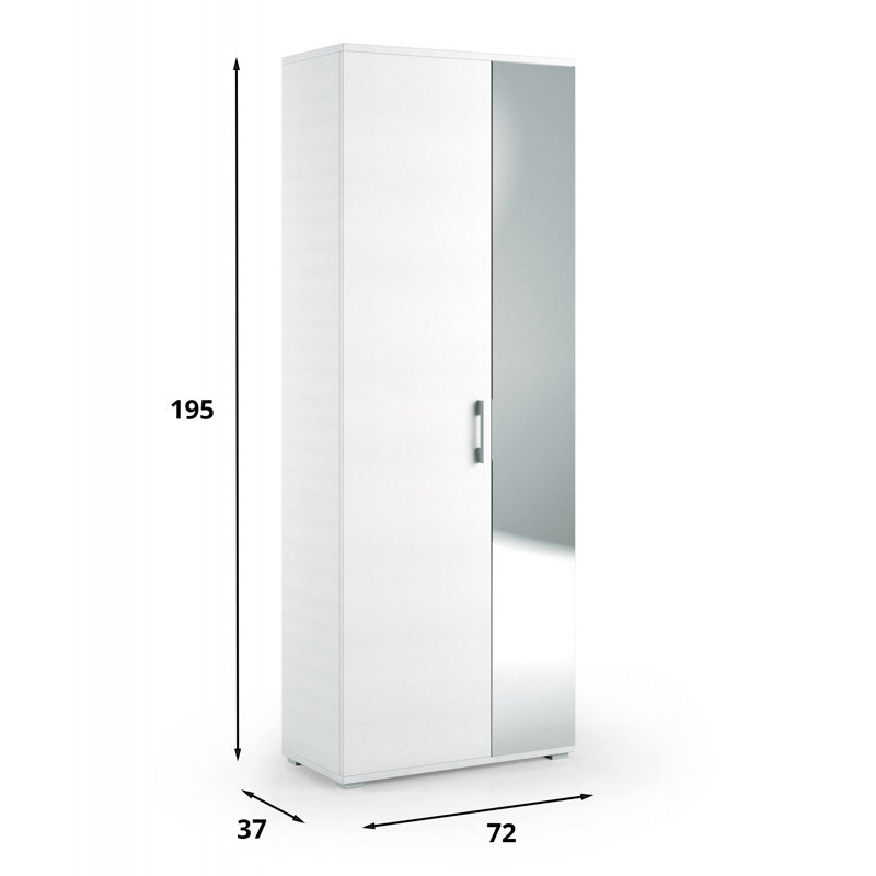 1 Door Manufactured Wood Wardrobe, White