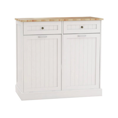 Stylish Dual-drawer White Mdf Trash Cabinet For Versatile Home Use by Winston Porter