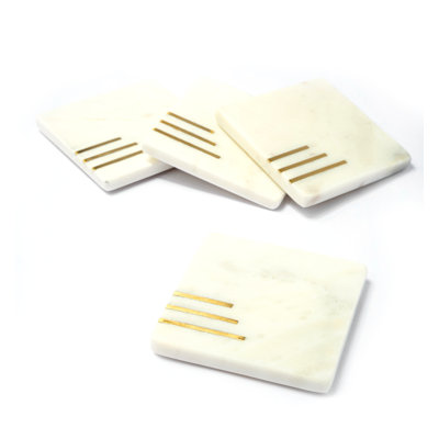 Marble Square 4 Piece Coaster Set