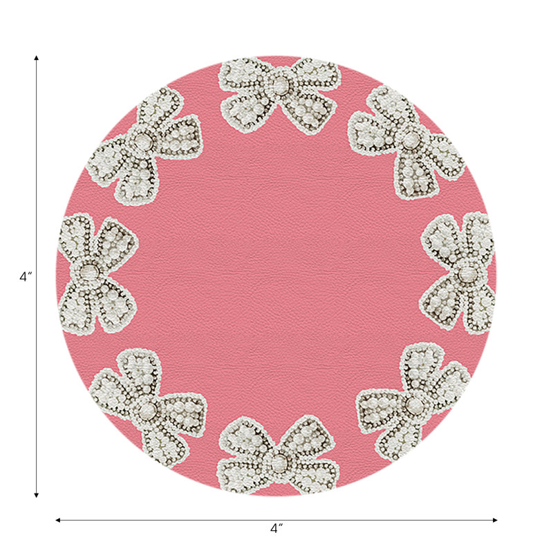 Sous-verres ronds en cuir rose, Rose