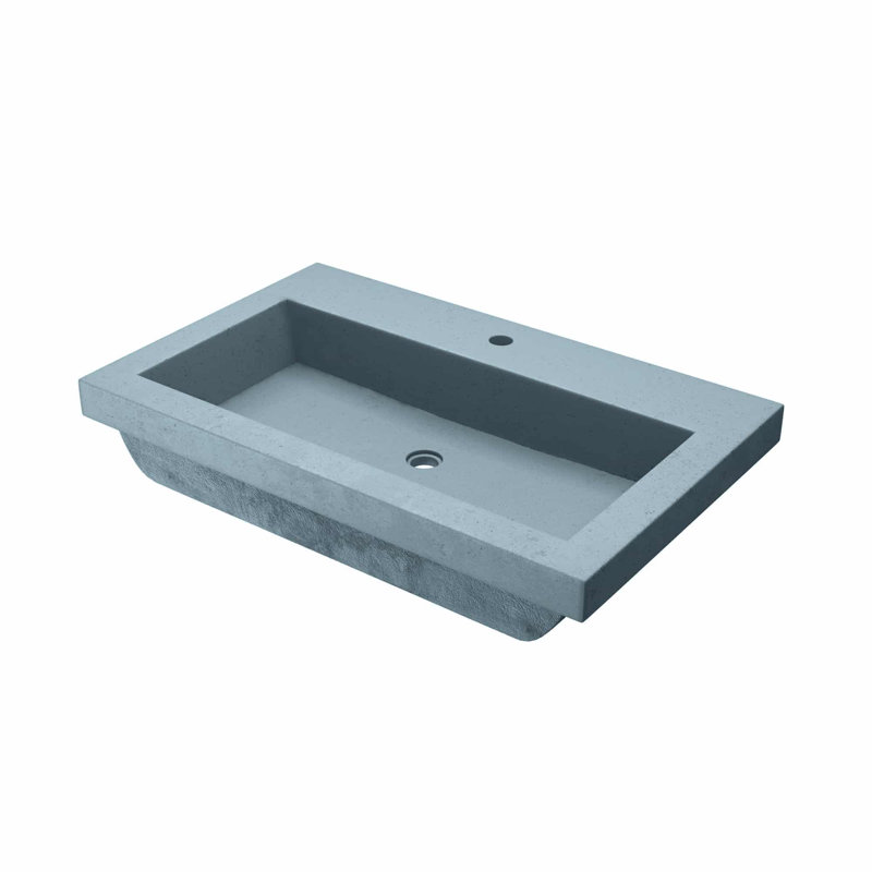 Trough Handmade Rectangular Drop-In Bathroom Sink, Ocean, Single Faucet Hole