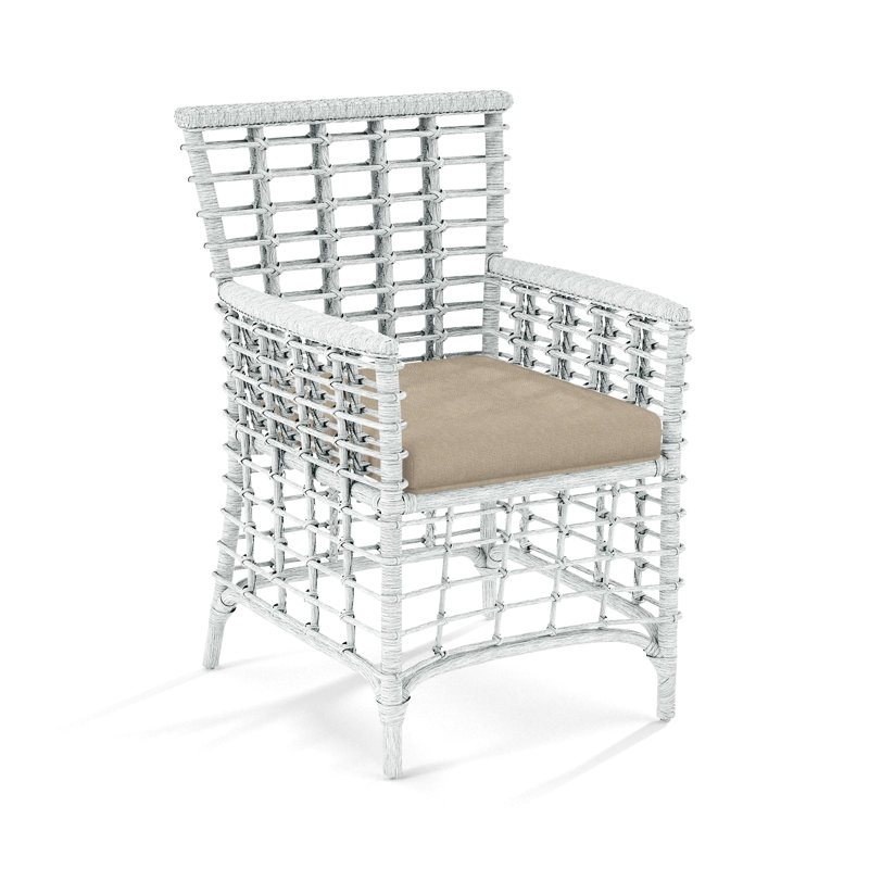 Luca Dining Armchair, Oatmeal Crypton Performance, Frost White