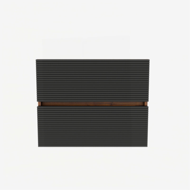 Meuble-lavabo 24 po avec double tiroir noir doux, meuble-lavabo mural flottant pour salle de bain moderne, KD