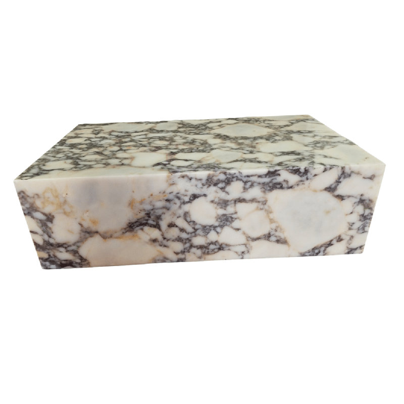Genuine Marble Block Coffee Table, Matte - Calacatta Viola Marble